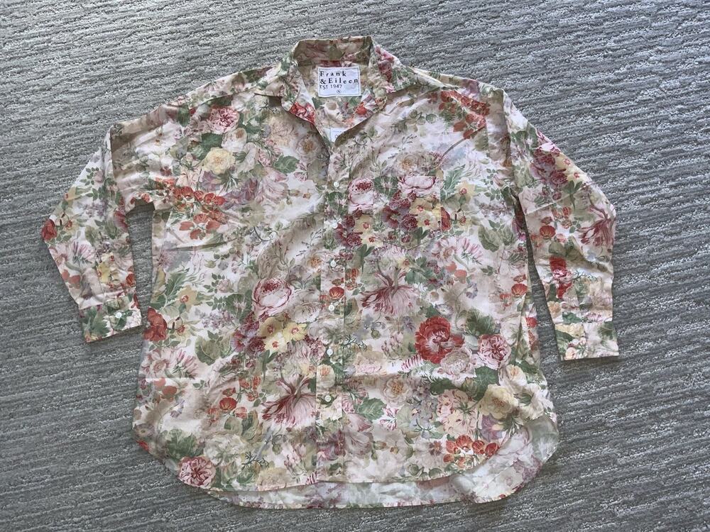 Frank & Eileen Floral All Over Print Shirley Oversized Button Up Shirt Size S